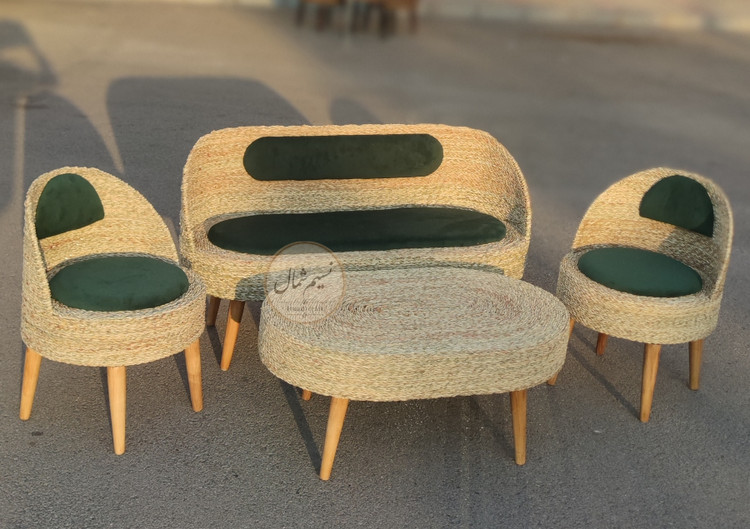 کاناپه حصیری با میز ۹۰در۶۰