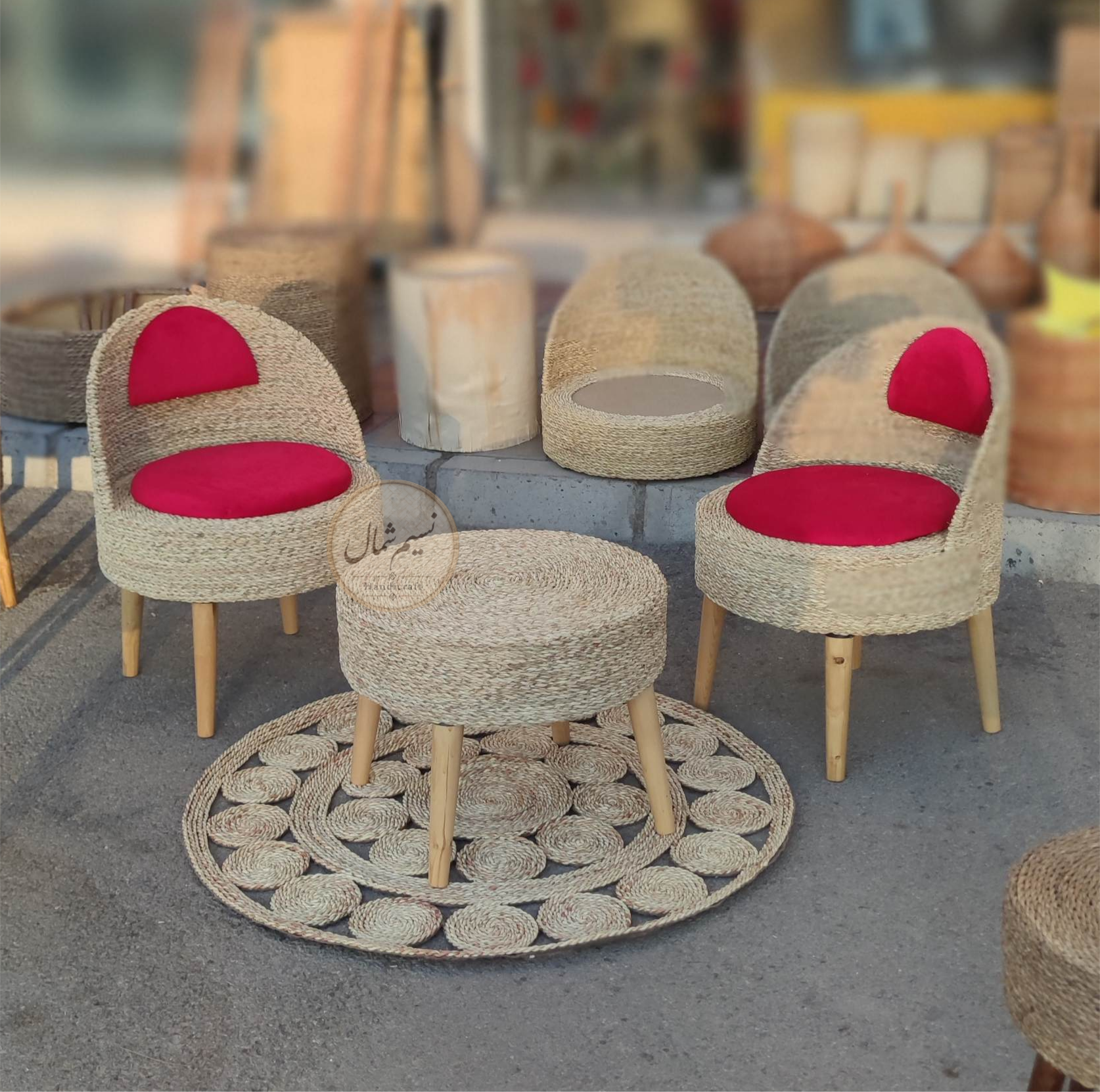 ست دونفره حصیری با میز ۵۰