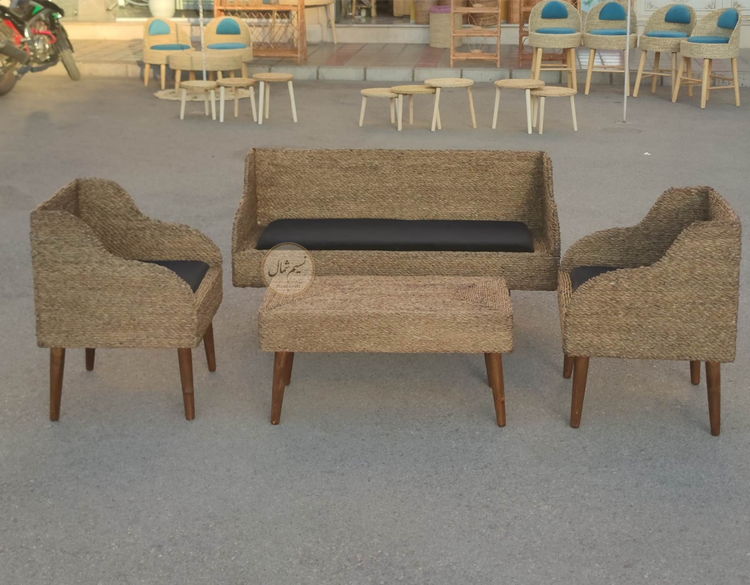 ست کاناپه مربعی حصیری